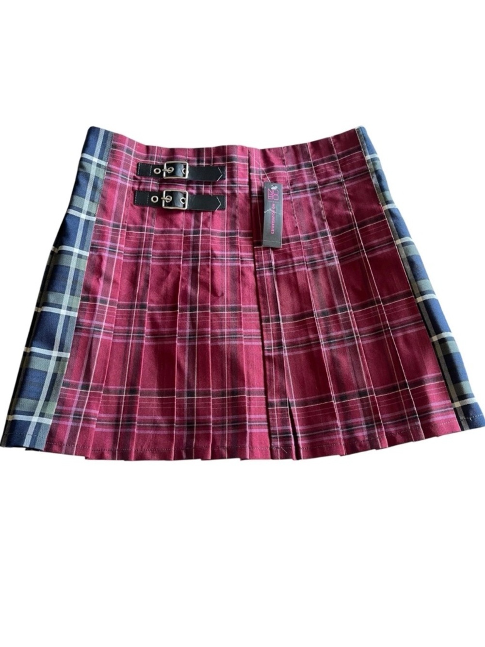 No Boundaries Skirt Kilt Size Large 11-13 Plaid Pleated Buckles Punk Juniors New